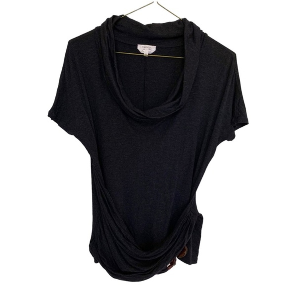 MaxMara Soft Jersey Drape Neck Grey Top w/Wrap Around Waist Detail EUC Size - M